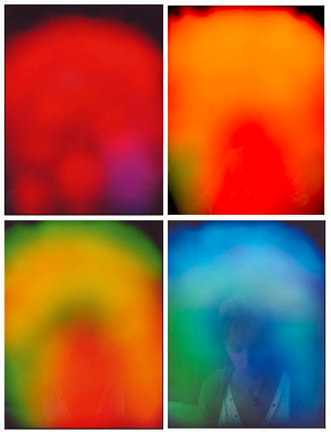 4 verschiedene Aurafotos mit Farbspektrum